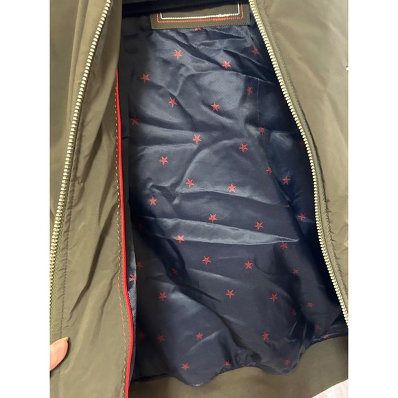 Tommy Hilfiger Olive Green Bomber Jacket Small S Flight Full Zip Lightweight - Picture 6 of 11